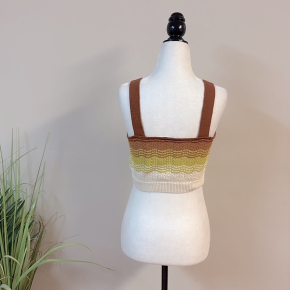 BNWOT Zara Brown and Yellow Crochet Crop Top size M - Picture 2 of 4